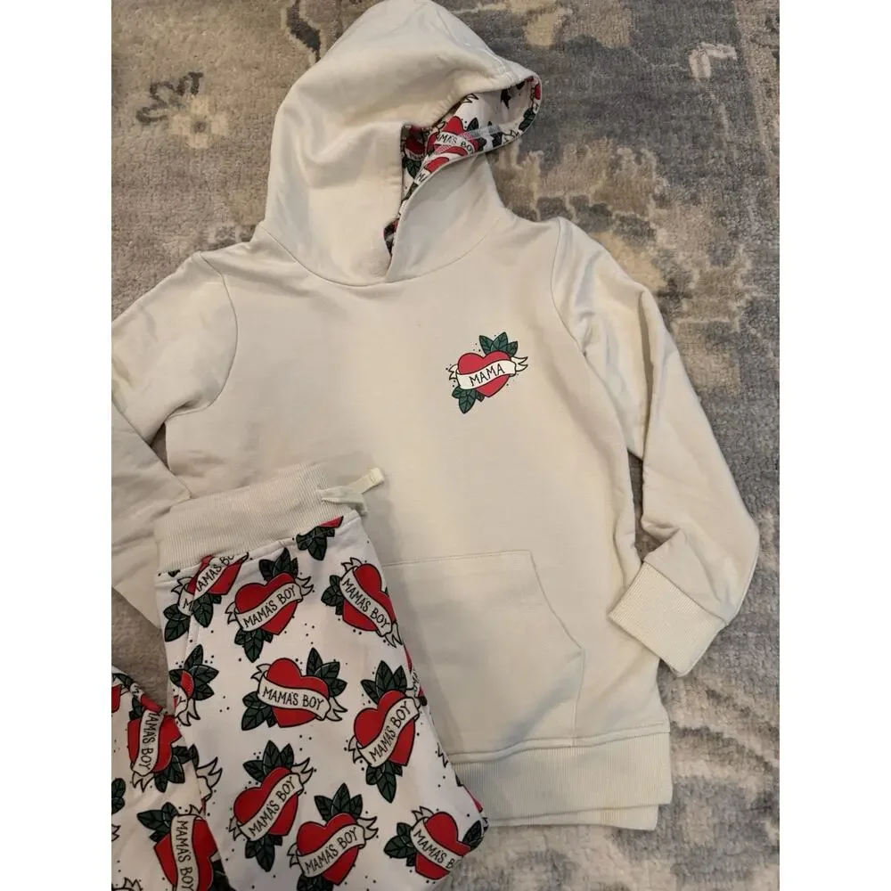 Bums And Roses Mama's Boy 2 Piece Hoodie Jogger Set 5/6 NEW